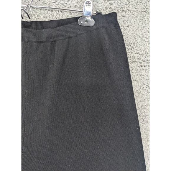 Bloomingdale's Cropped Pants Women 2X Black Hem Detail Knit High Rise P52 - Picture 4 of 11